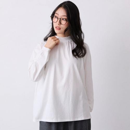 シャーリング使い長袖ラグランプルオーバー