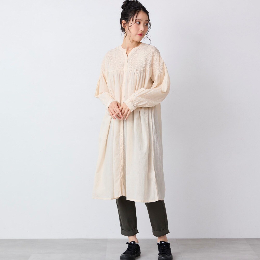 【ベルメゾン】【2月19日再値下げ】 シャーリング前開きワンピース