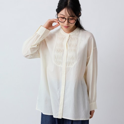ウエーブタック前開きブラウス