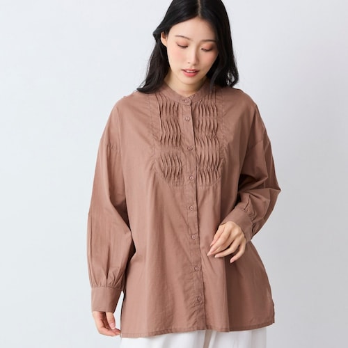 ウエーブタック前開きブラウス