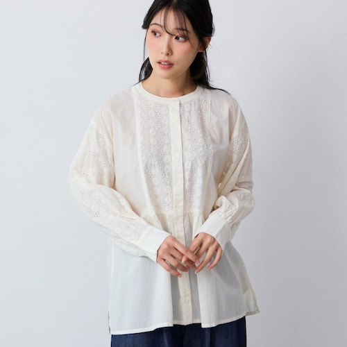 シフリー刺繍前開きブラウス