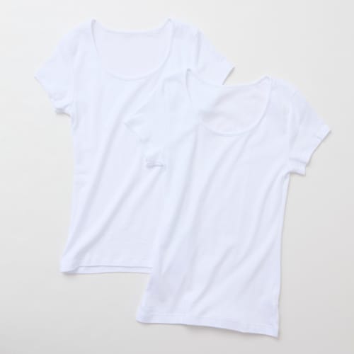 【2枚組】綿素材のやわらかフレンチ袖インナー