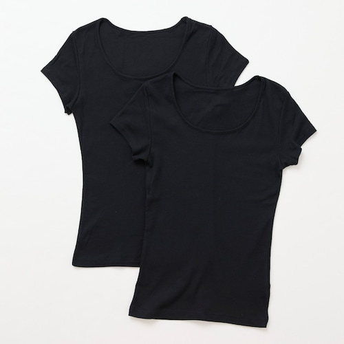 【2枚組】綿素材のやわらかフレンチ袖インナー