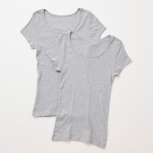 【2枚組】綿素材のやわらかフレンチ袖インナー