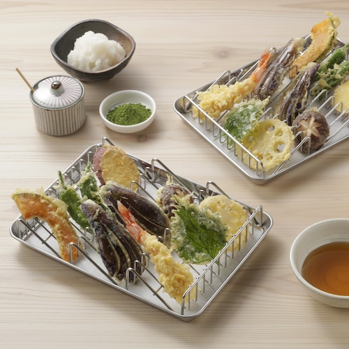 斜めに置けるから油切りしやすい ステンレス製波型バット