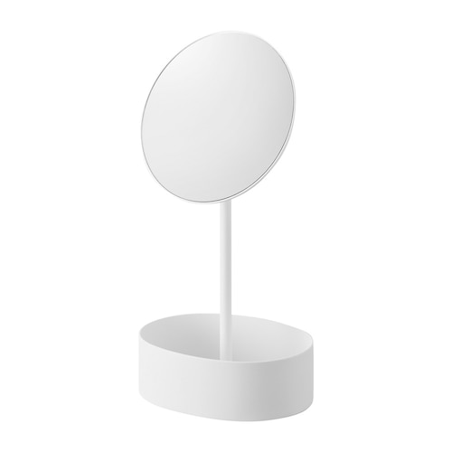 高さと角度が調節できる収納付きスタンドミラー