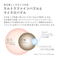 通常の泡よりもずっと小さく、特異的な洗浄のメカニズムを持つ2つの泡で肌本来の美しさを引き出します。