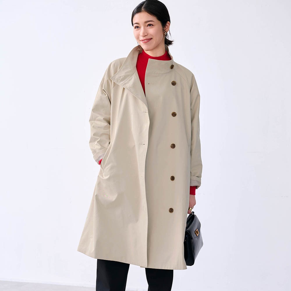 モデル身長168cm／M　グレージュ（ロング）　※写真は撮影用のため着丈+5cm