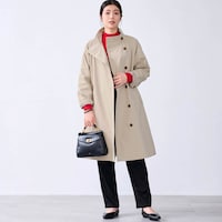 モデル身長168cm／M　グレージュ（ロング）　※写真は撮影用のため着丈+5cm