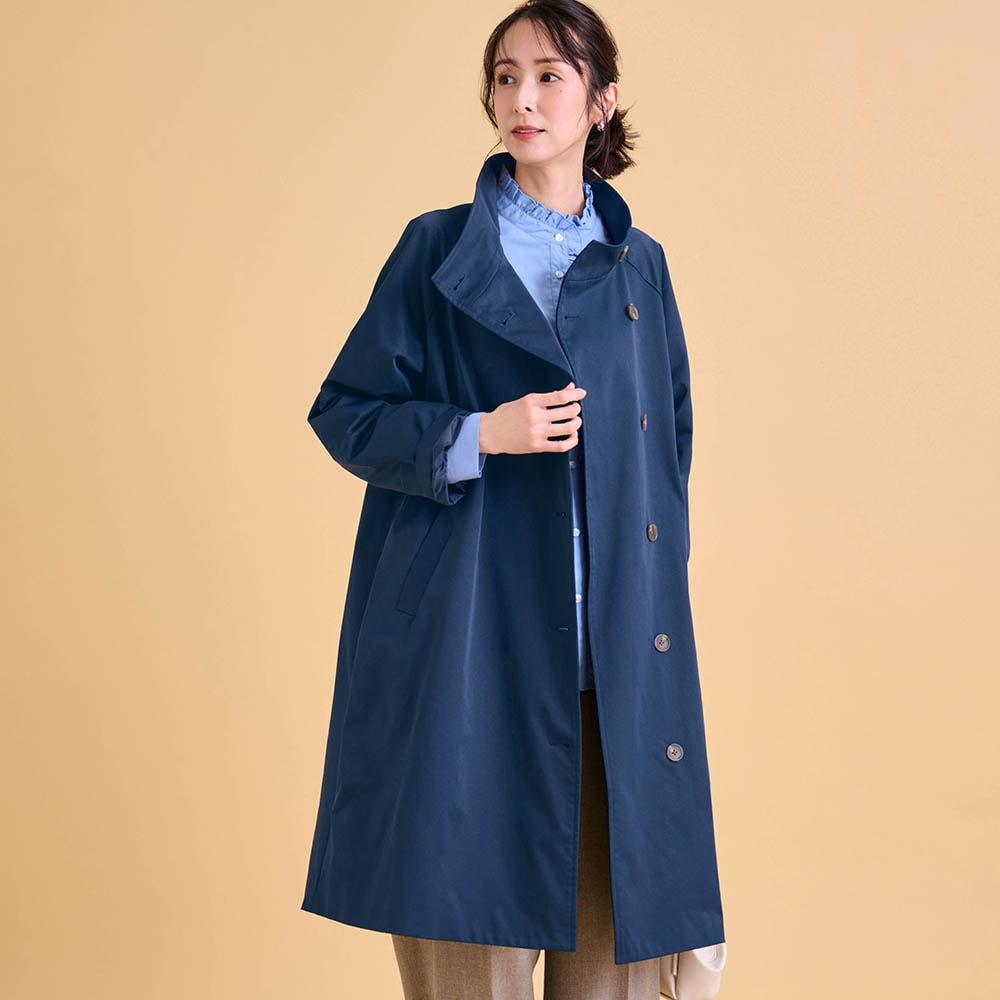 モデル身長169cm／M　ネイビー（ロング）　※写真は撮影用のため着丈+5cm