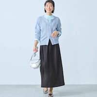 モデル身長168cm／M ※スカートのみ着用、写真は撮影用のため総丈+６cmになります。