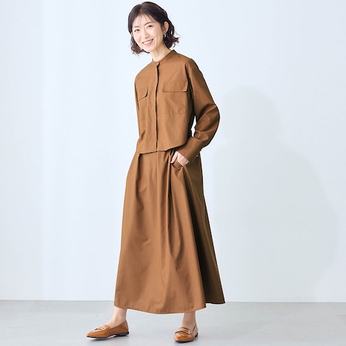 ウエストギャザーシャツワンピース