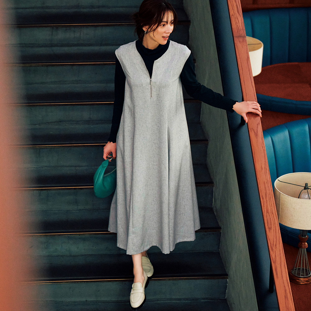 【スタイルノート/StyleNote】【4月9日セール追加】 フロントファスナーきれいめワンピース