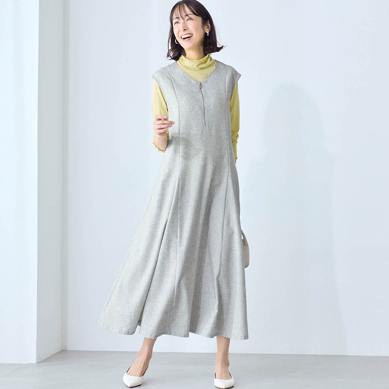 モデル身長169cm／M ※写真は撮影用のため身丈+6cmになります。