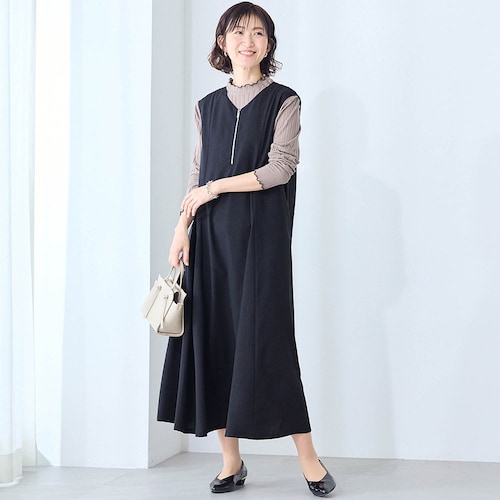 フロントファスナーきれいめワンピース