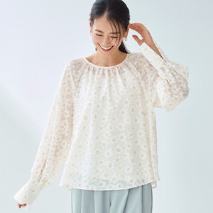 【スタイルノート/StyleNote】シアー感のあるオパールプリントブラウス