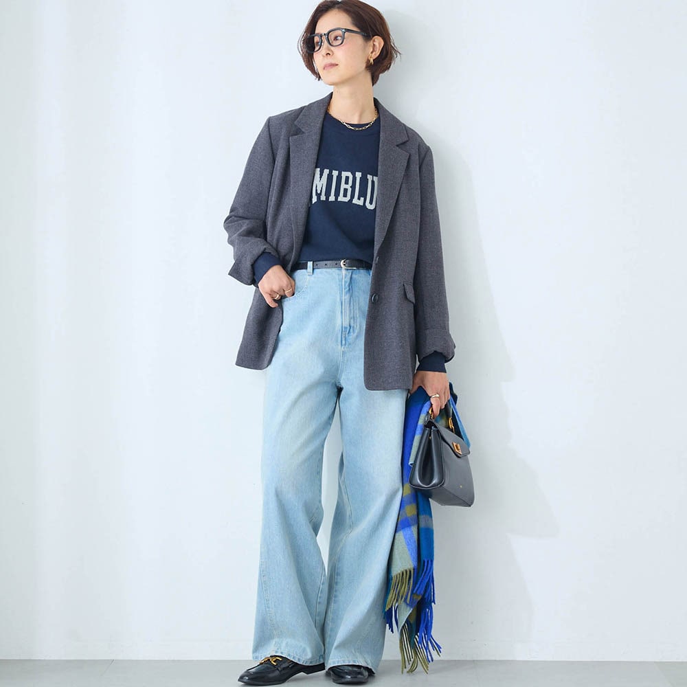 モデル身長168cm／M ※写真は撮影用のため股下+6cmになります。