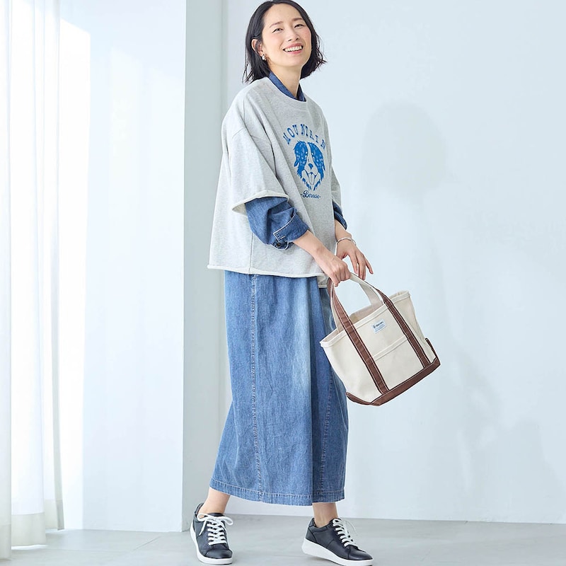 モデル身長168cm／M ※写真は撮影用のため着丈+6cmになります。