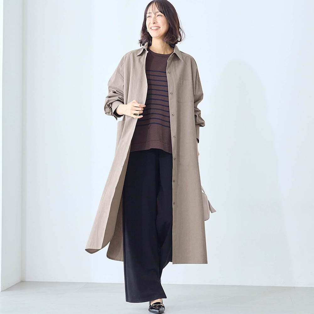 モデル身長169cm／M ※写真は撮影用のため着丈+6cmになります。