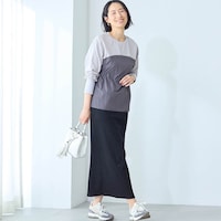モデル身長168cm／M ※写真は撮影用のため総丈+6cmになります。