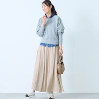 モデル身長173cm／M ※写真は撮影用のため総丈+6cmになります。