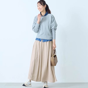 モデル身長173cm／M ※写真は撮影用のため総丈+6cmになります。