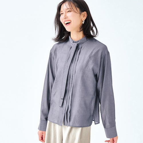 シアーデニム調ブラウス