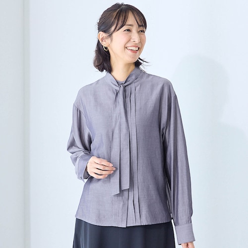 シアーデニム調ブラウス