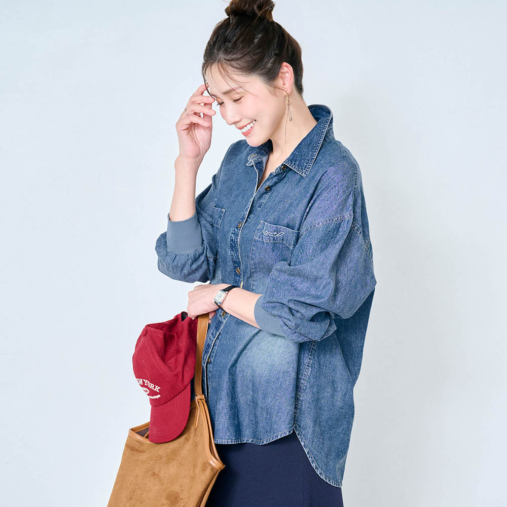 【ロウイング/Rowing】袖リブコットンデニムシャツ