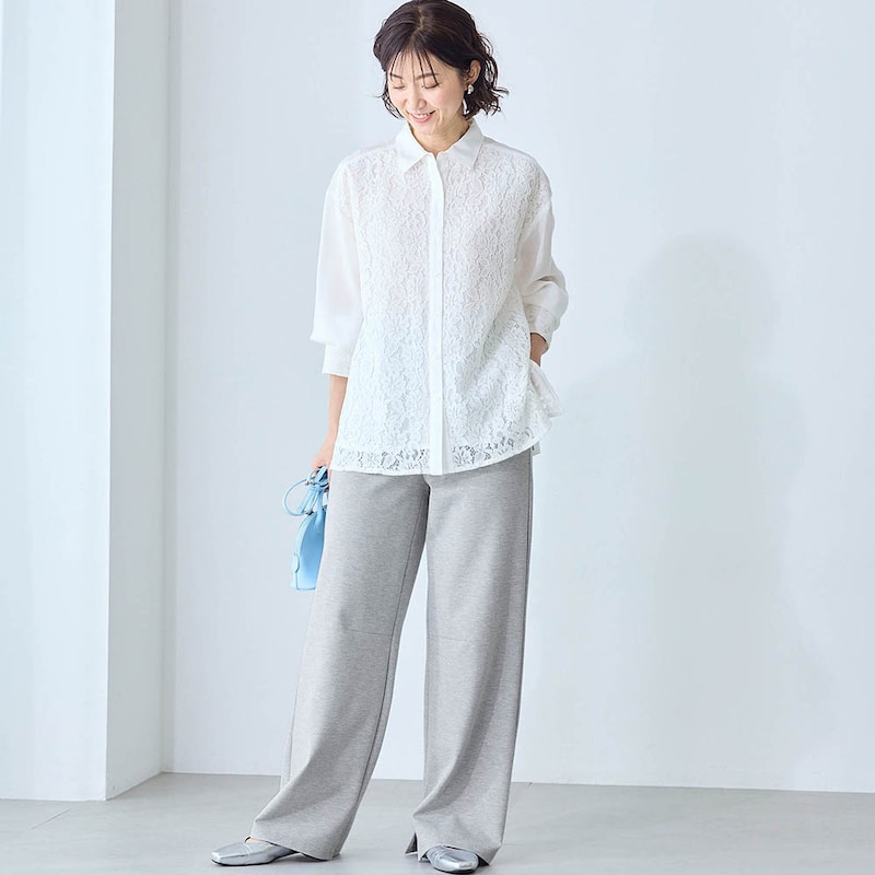 モデル身長168cm／M ※写真は撮影用のため股下+6cmになります。