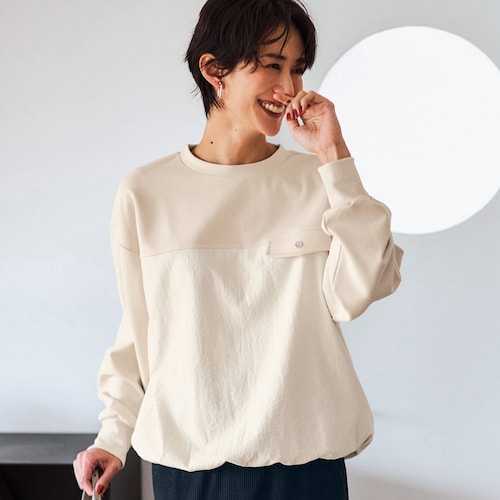 丈変化可能な裾ドロスト使いカットソー