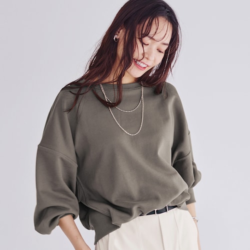 フロントバルーンコットン裏毛カットソー