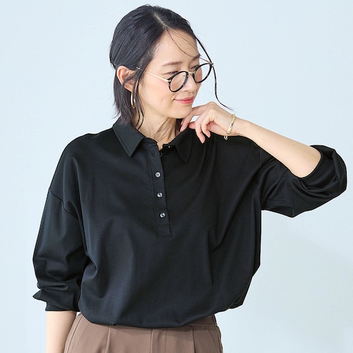 シルクのようなコットンポロカットソー