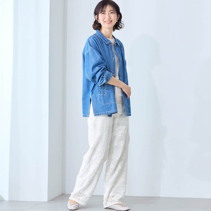 モデル身長167cm／M ※写真は撮影用のため股下+6cmになります。