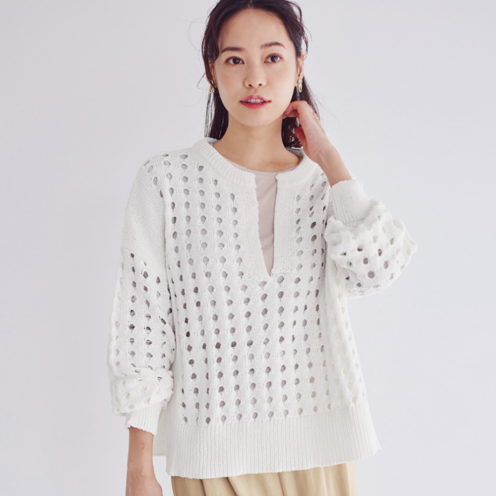 【ロウイング/Rowing】【4月17日セール追加】 キーネックメッシュニット