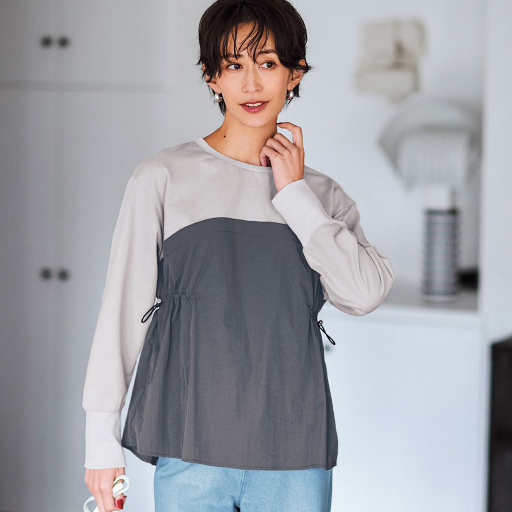 【ロウイング/Rowing】【4月9日セール追加】 異素材使いドッキングカットソー