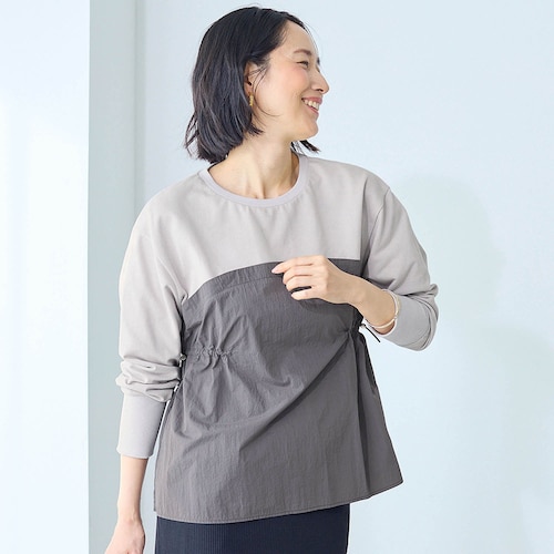 異素材使いドッキングカットソー