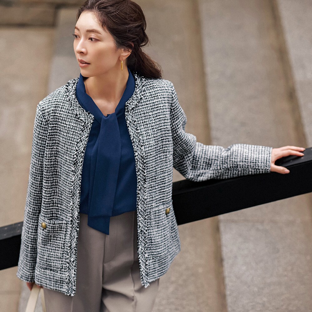 【スタイルノート/StyleNote】こなれツイードジャケット(腕はり)