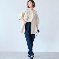 モデル身長166cm／M ※写真は撮影用のため股下+6cmになります。