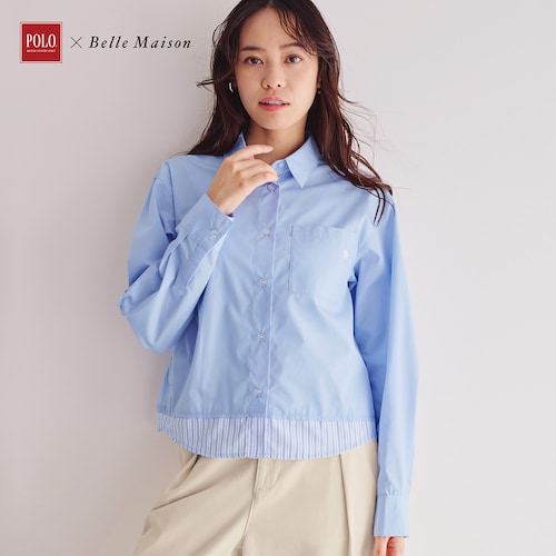 裾切替えクロップドシャツ