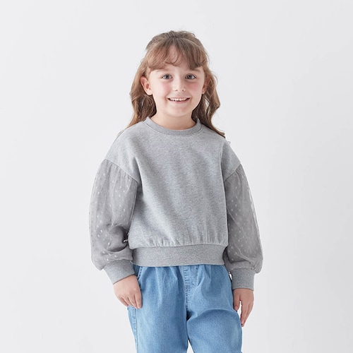 袖チュール裏起毛プルオーバー 【子供服 長袖】