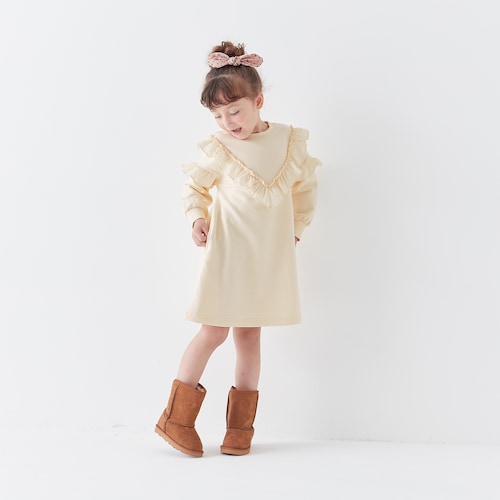 裏起毛カットソーワンピース 【子供服 長袖】
