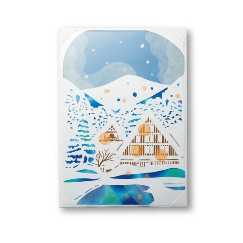 【クリアランス】【1回のみお届け】[雪の里] 旅する気分で楽しむ白い切り絵手作りキット