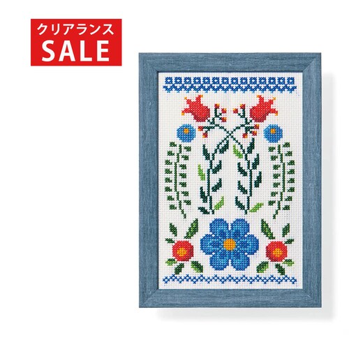 【クリアランス】【1回のみお届け】[赤いスズランとガーベラ] 彩葉・ポーリッシュポタリー風クロスステッチ手作りキット