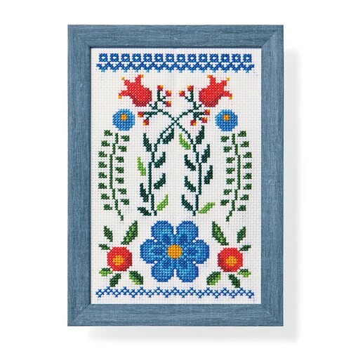 【クリアランス】【1回のみお届け】[赤いスズランとガーベラ] 彩葉・ポーリッシュポタリー風クロスステッチ手作りキット