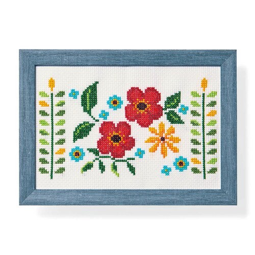 【クリアランス】【1回のみお届け】[ポピーとクロッカス] 彩葉・ポーリッシュポタリー風クロスステッチ手作りキット