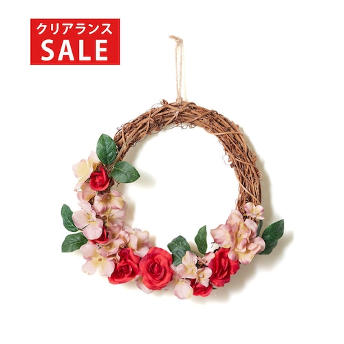 【クリアランス】【1回のみお届け】[赤い花のリース] アーティフィシャルフラワーで作るリース＆スワッグ手作りキット
