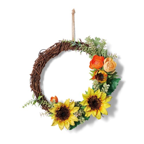 【クリアランス】【1回のみお届け】[黄色い花のリース] アーティフィシャルフラワーで作るリース＆スワッグ手作りキット