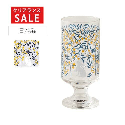 【クリアランス】【1回のみお届け】[うさぎと小鳥] 「竹久夢二」大正モダンあふれるレトロ調グラス