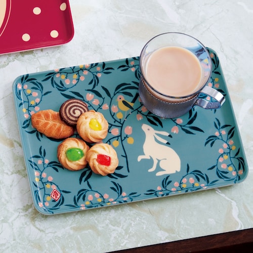 【クリアランス】【1回のみお届け】[うさぎと小鳥] 「竹久夢二」大正モダンあふれるレトロ調トレイ